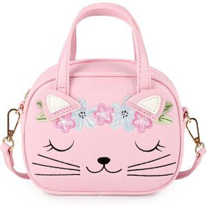 Premium PU Leather Cat Purse for Little Girls - Cute Crossbody Bag (6.8x3x5.3)